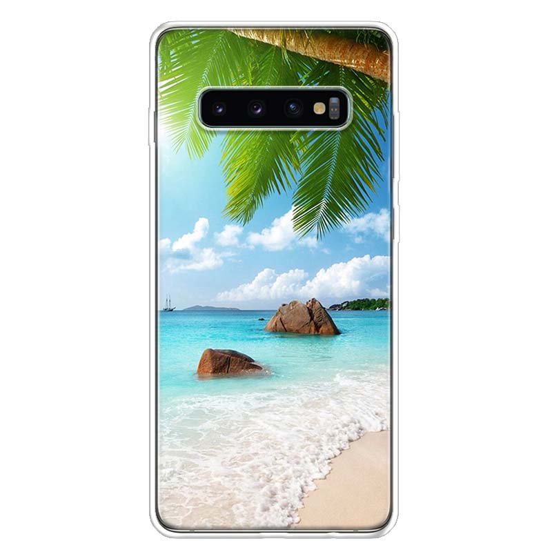 Sea Tropical Palm Trees Beach Phone Case Cover For Samsung Galaxy A12 A22 A32 A52 A72 A02S A51 A50S A31 A20S A10S Note 20 Ultra