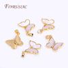 Trendy Inlaid Zircon Butterfly Charms Pendants For Jewellery Making Supplies,Natural Shell Pendants Accessories DIY Jewelry