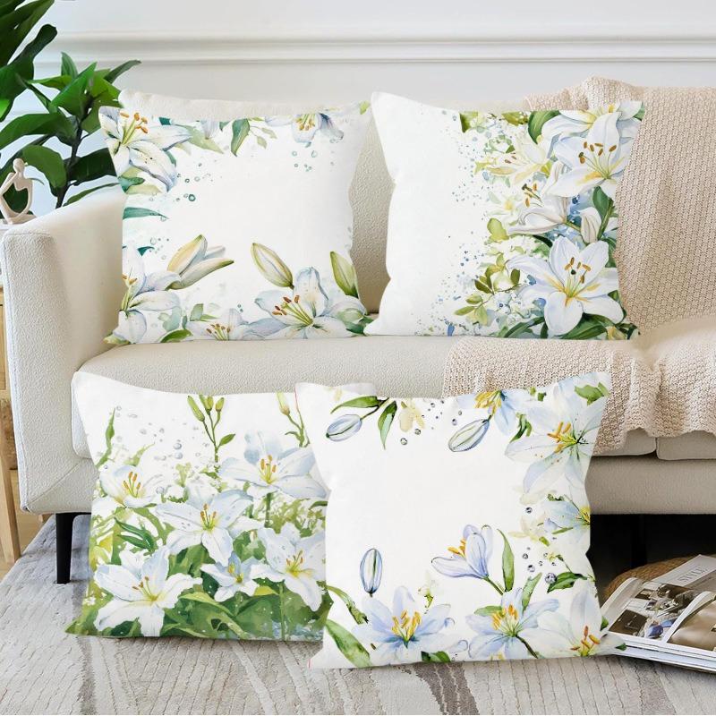 Elegantes Künstlerisches Blumenmuster Heimdeko Kissenbezug Schlafzimmer Wohnzimmer Sofadekoration Polyester Kissenhülle Mit Reißverschluss