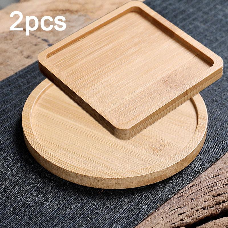 

2 шт. деревянные подставки для столовых приборов, коврик для чашки чая, кофе, прочный термостойкий коврик для чайника Round +Square