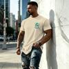 Men's Vintage Textured Print Short Sleeve T Shirt Loose Fit Casual Summer Daily Wear Top with Graphic Fish Design