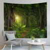 Jungle Tapestry Primeval Rainforest Foliage Greenery Wooden Pathway Tapestry Art Home Living Room Bedroom Decor Tapestries