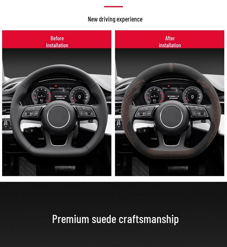 Ultra-Thin Non-Slip Suede Steering Wheel Cover, Fits 25/26 Mercedes-Benz EQE, Winter-Ready