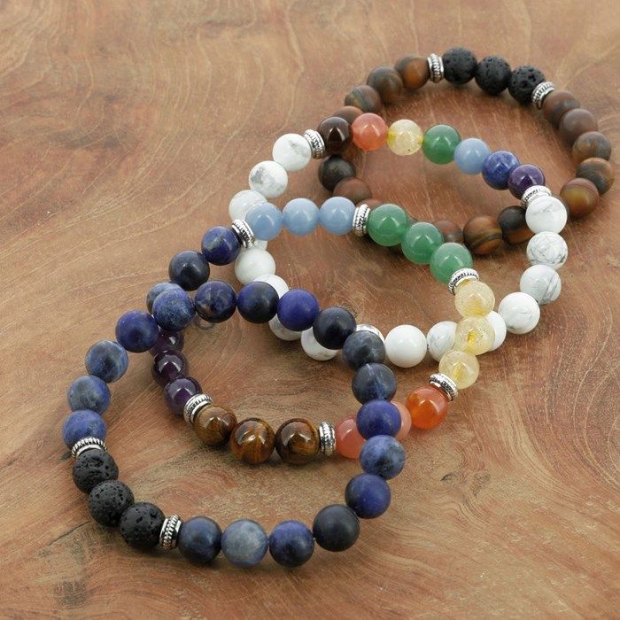 Bracelets - Nature &; Discoveries : 7 Chakras Natural Stones Bracelet - Multicolor