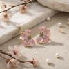Silver Needle Elegant Korean Floral Rhinestone Stud Earrings