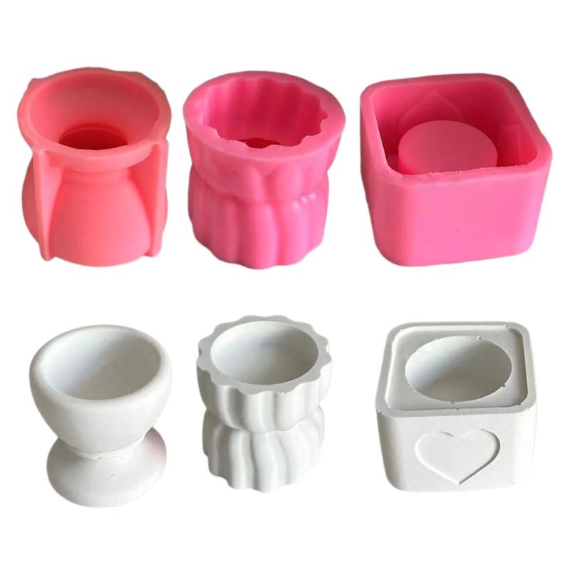 3D Candlestick Silicone Mold Candle Cup Molds Gypsum Candle Holder Mould Stylish Tealight Home Decorations Moulds
