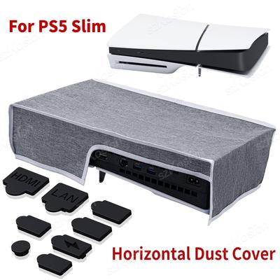 Pro herní konzoli PS5 Slim Oxford Cloth Anti-Scratch Horizontální kryt proti prachu Silikonové zátky proti prachu pro příslušenství PS5 Slim