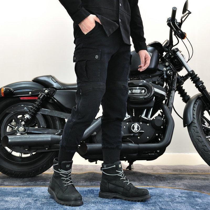 Motorcycle riding jeans casual locomotive anti-drop and windproof Kevlar tooling pants men's four-season protective gear adjustable