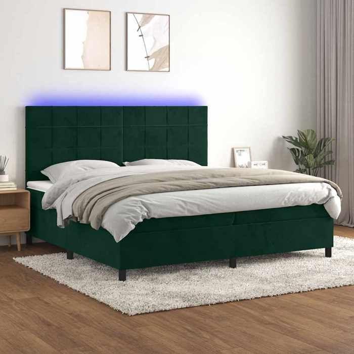 Maison Exclusive - Sommier à lattes de lit matelas et LED Vert foncé 200x200 cm