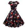 Women Vintage Short Sleeve Christmas 1950s Housewife Evening Party Prom Dress