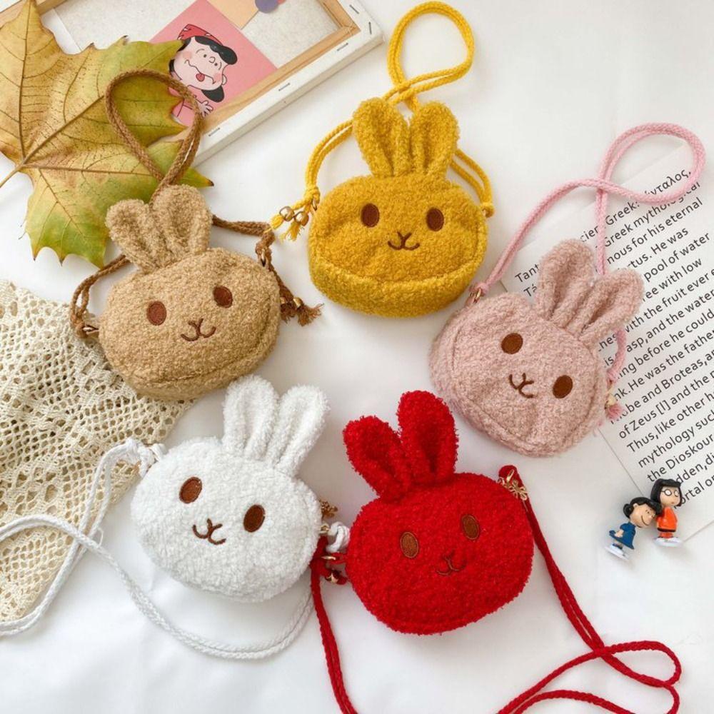 Kids Purses New Year Gift Plush Handbag Rabbit Shoulder Bag Messenger Bag Crossbody Bag Coins Bag