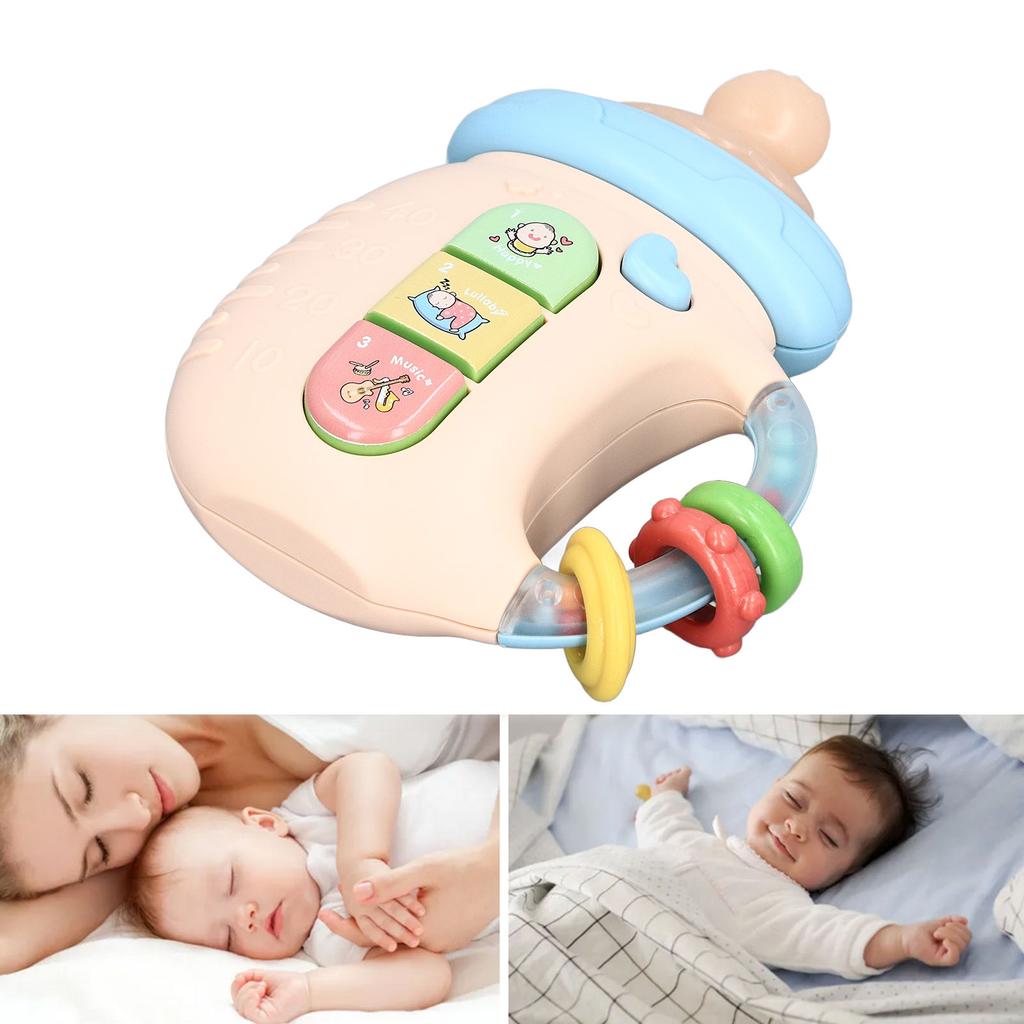 Baby Bottle Shape Teething Toys Soothing Sounds Lullaby Machine with Light and Music for Newborn Early Education
