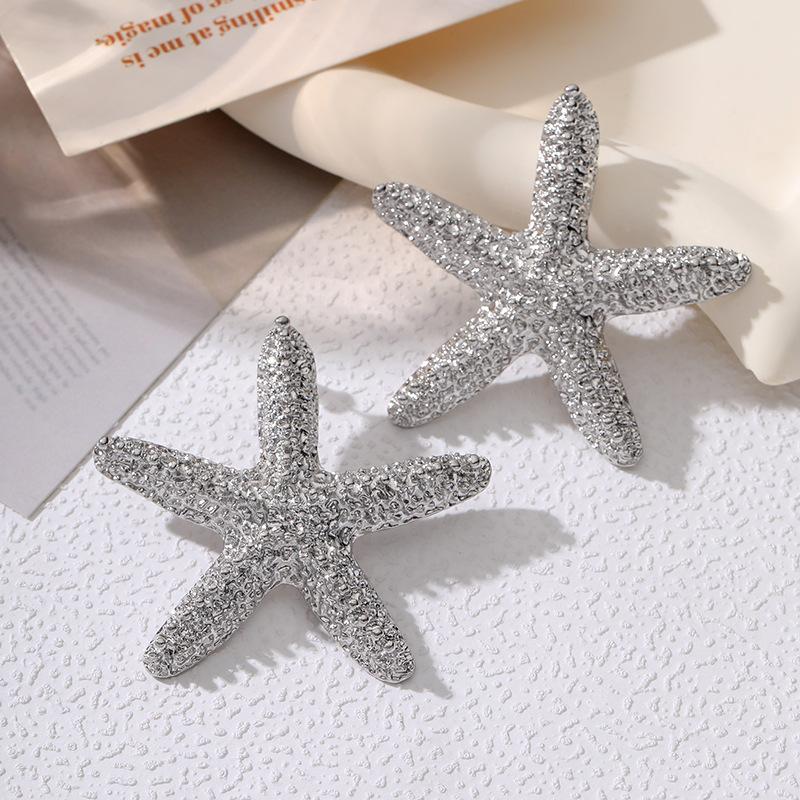 

Летние новые серьги-звездочки, серьги из сплава, модные, с металлическим ощущением прохлады, украшения в океанском стиле серебряный