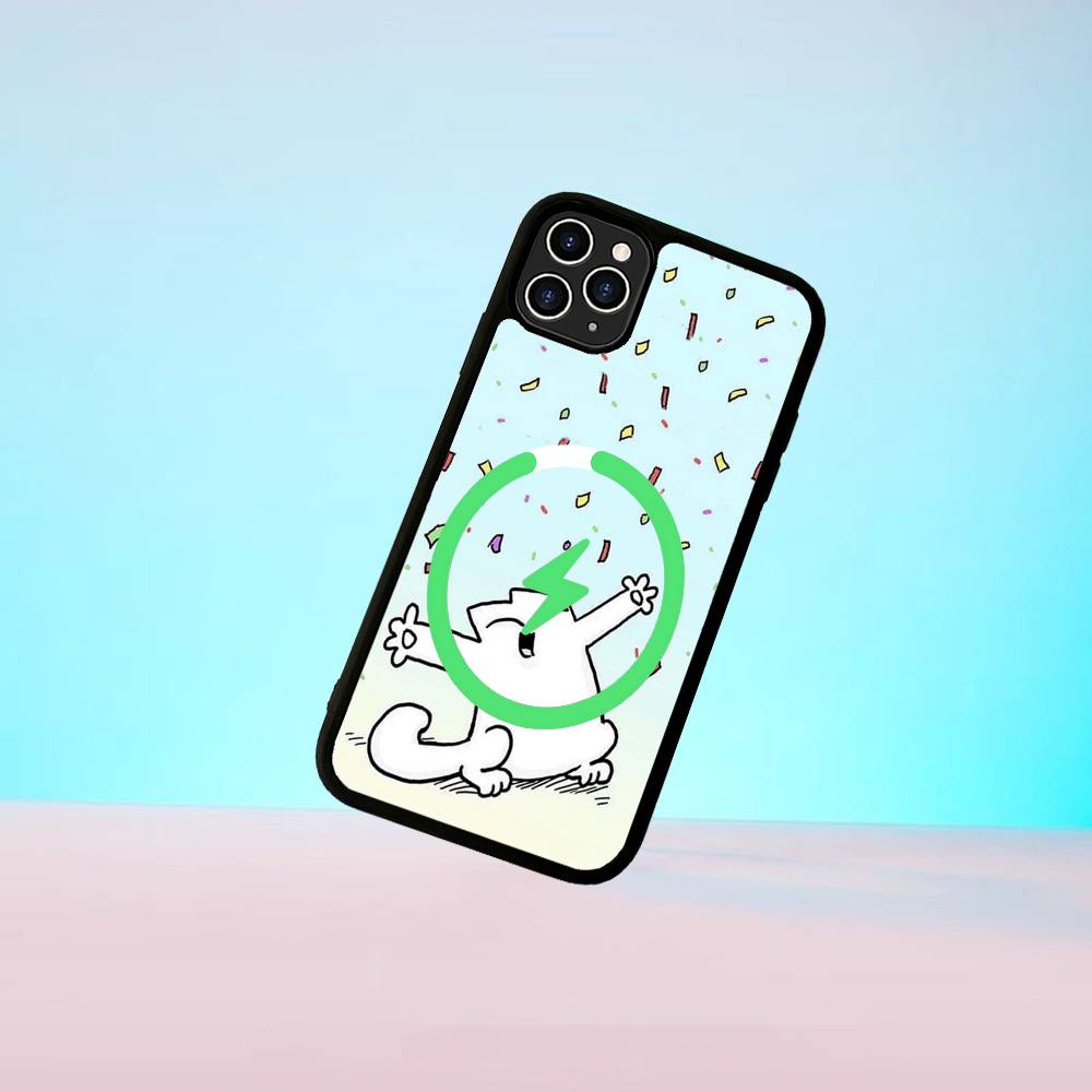 Cute S-Simons Cat Magnetic Wireless Phone Case For IPhone 17 16 15 14 13 12 11 Pro Max Plus Mag Phone Cover