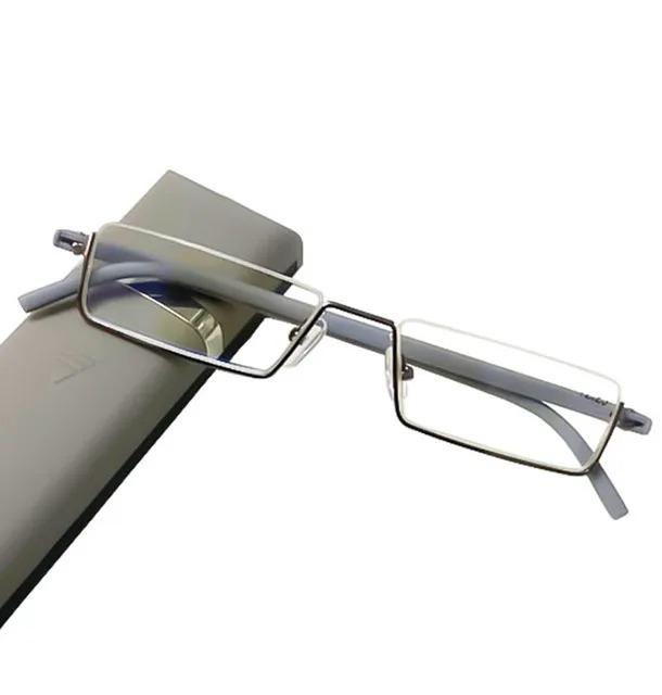 

Metal Blue Light Glasses Men Gray Half Frame Glasses For Farsightness TR90 Eyewear Magnifying lenses sight plus 0