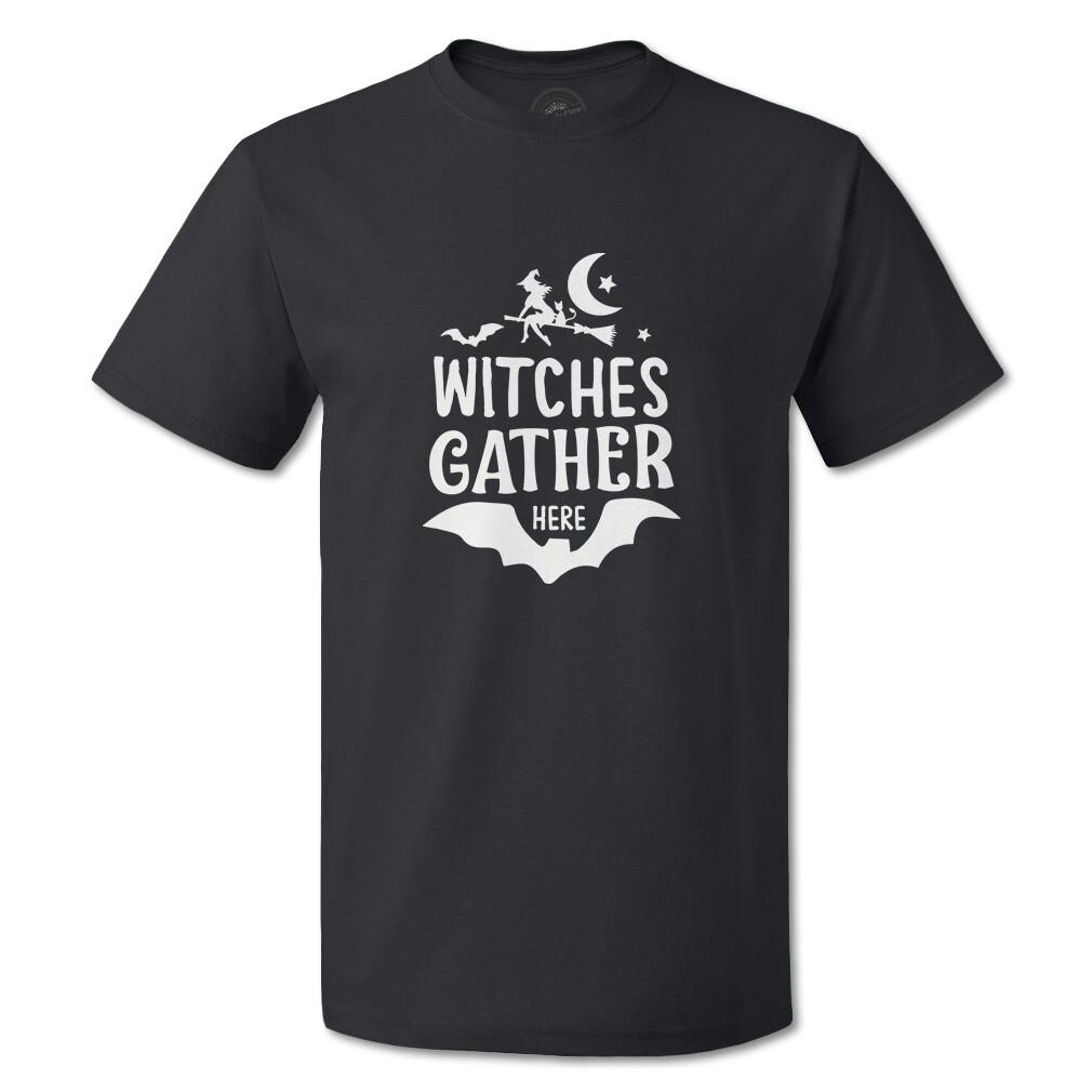 Funny Graphic T Shirts Halloween Witches Gather Here Cotton Bats Top XXXL