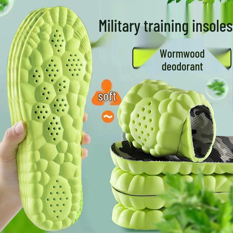 Comfortable Military Shock-Absorbing Insoles: Long-Lasting Support, Odor Resistant, Breathable, Massage Effect for Tired Feet