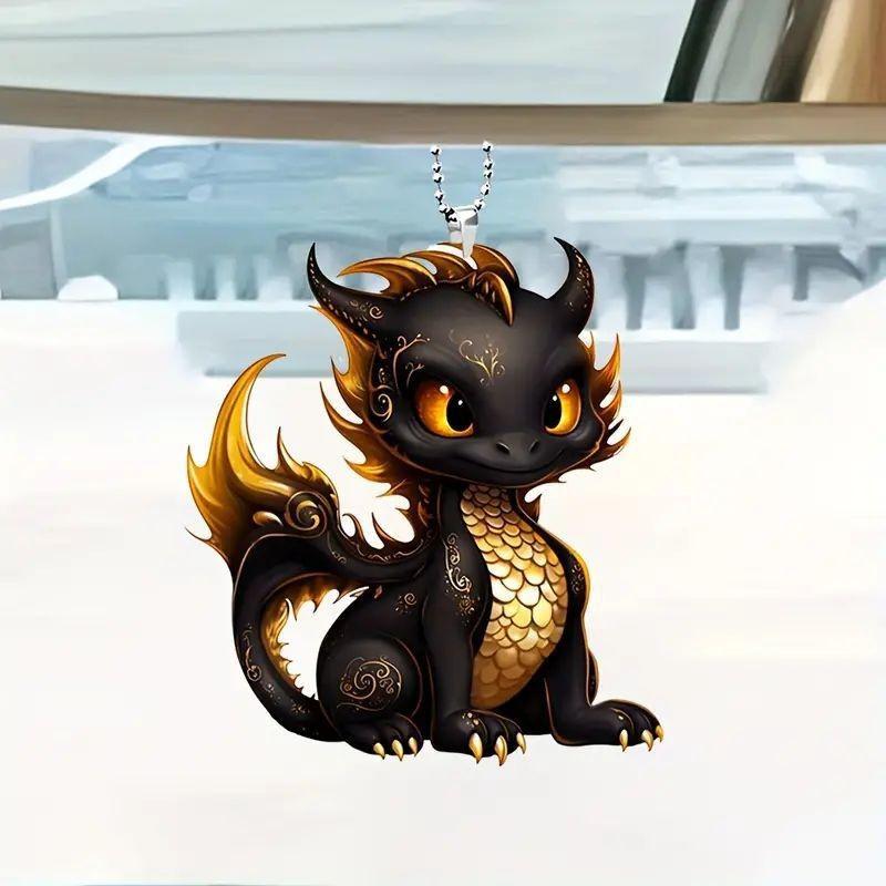 Eyecatching Black Dragon Acrylic Car Charm For Creative Interior Design