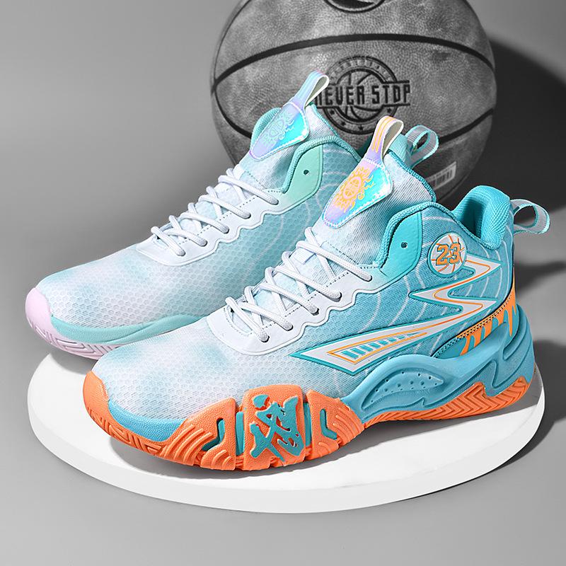 Mandarin duck basketball shoes men's mesh breathable high-top sports shoes new non-slip student luminous training competition sneakers women