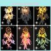 Beautifully Crafted Led Girl Heart Dream Catcher With Delicate Feathers And Lace Ribbons