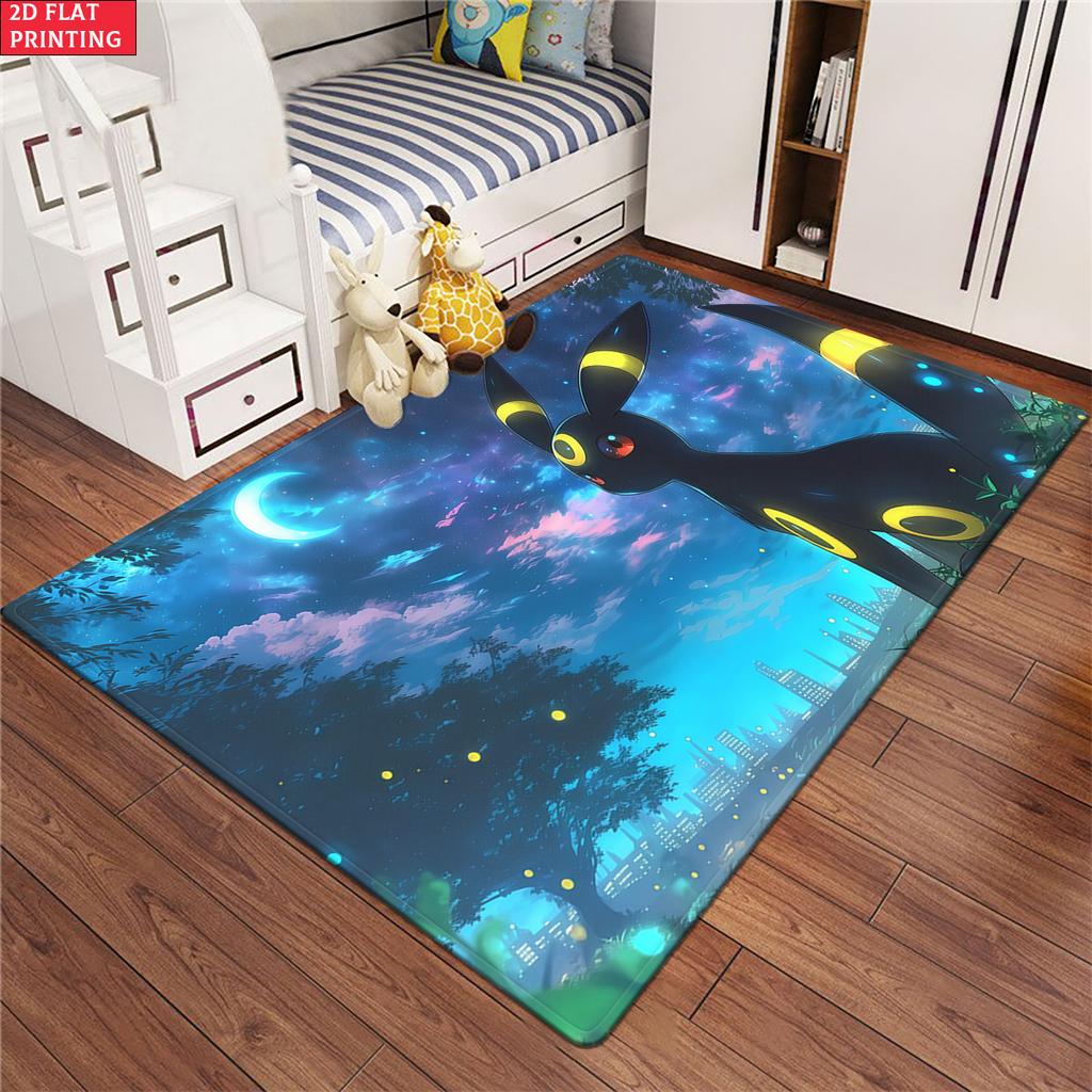 Cute Starry Night Black Fox Area Rug Non Slip Soft Floor Mat For Living Room Entryway Bathroom Decor Washable Doormat