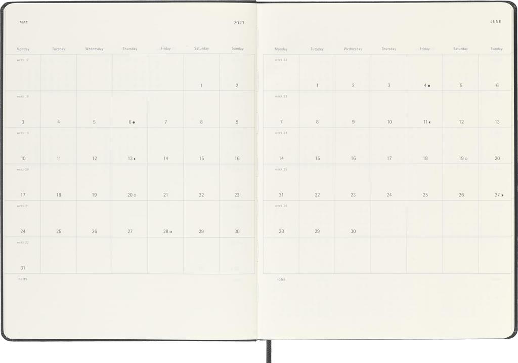 Moleskine 2026 18 Month Weekly Diary XL Hard Cover black DHB18WN4Y27