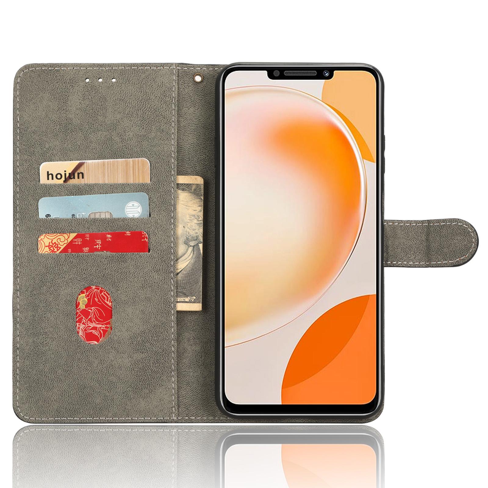 

For Huawei nova Y91 4G/Enjoy 60X Drop Proof Cover RFID Blocking Wallet Stand PU Leather Case with Strap Purple