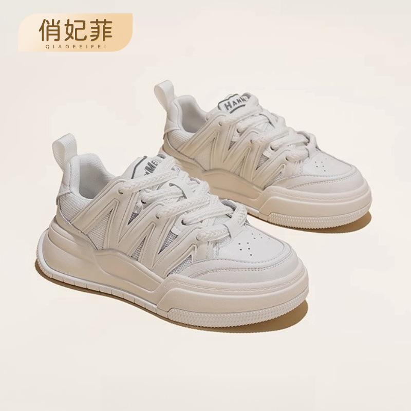 

Soft leather platform white shoes spring new fashion comfortable versatile sports and leisure 35 білий