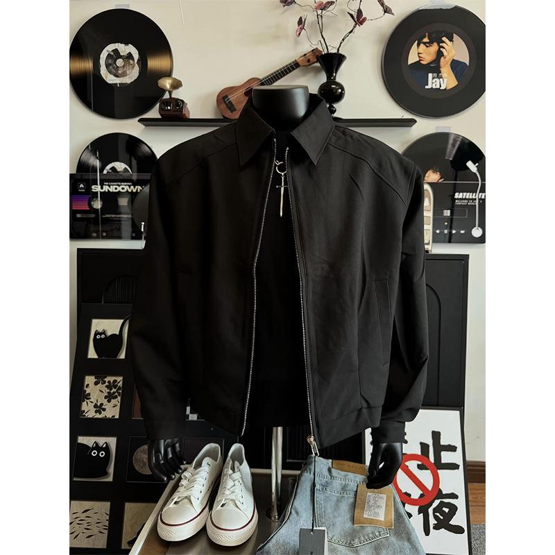 

American Retro Gray Padded Shoulder Men s Boxy Baseball Jacket - Autumn Executive Style M