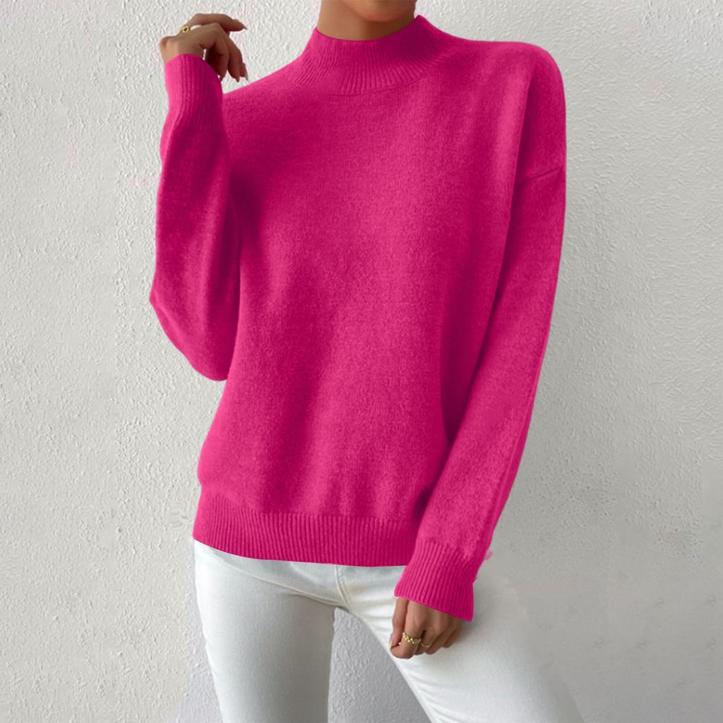 Women's Casual Round Neck Colorblock Pullover Sweater Loose Casual Long Sleeve Contrast Color Top