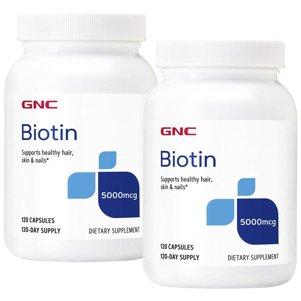 GNC Biotin 5000mcg Gluten-Free Sugar-Free Capsules 120 Tablets 2 pcs