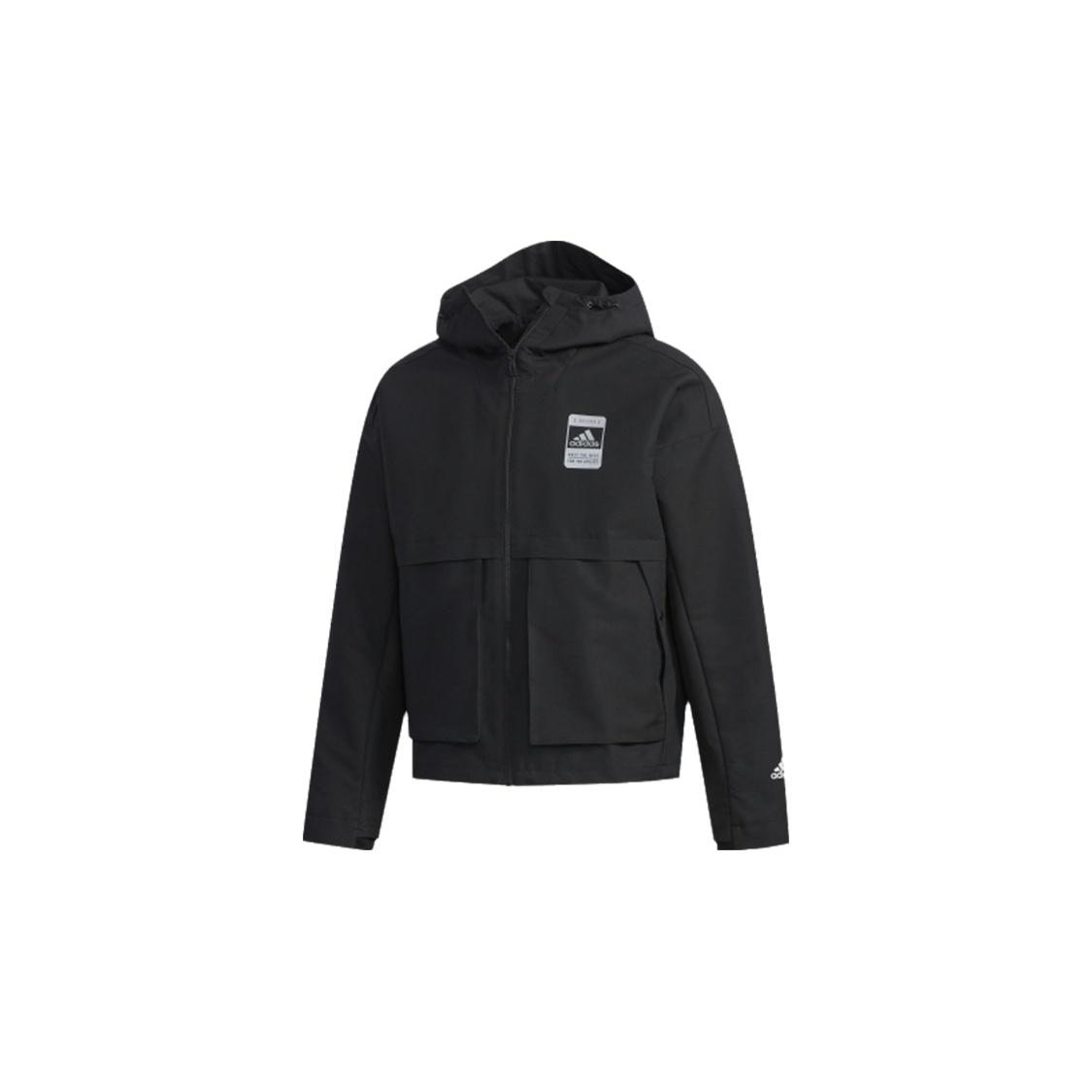 adidas Logo Loose hooded Long Sleeves Jacket Black Men s FJ0181 M