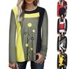 Women's Fashion Casual Temperament New Digital Positioning Print Round Neck Long Sleeve Top