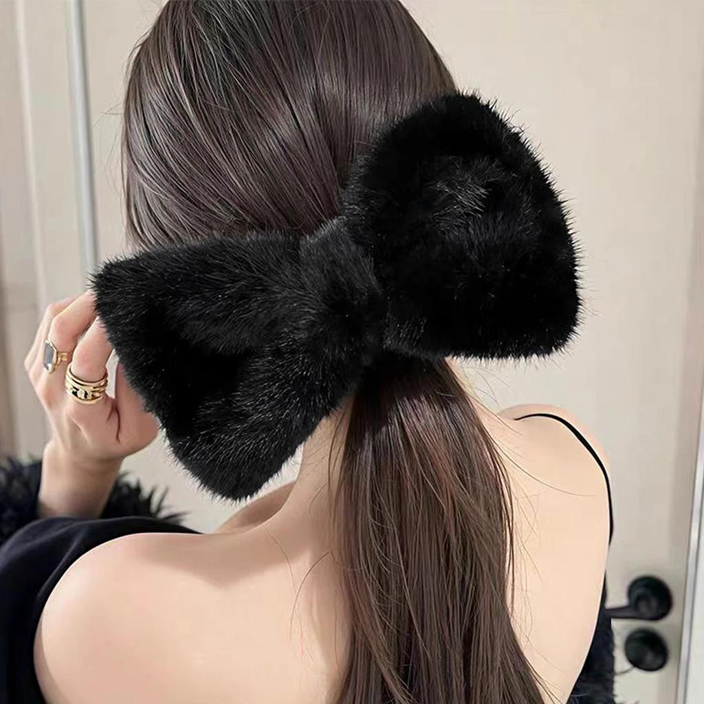 2 szt. Czarnych Płaskich Klipsów do Włosów typu Kokarda na Grube Włosy, Mocny Chwyt Puszyste Urocze Akcesoria do Włosów Spinki dla Kobiet Dziewcząt