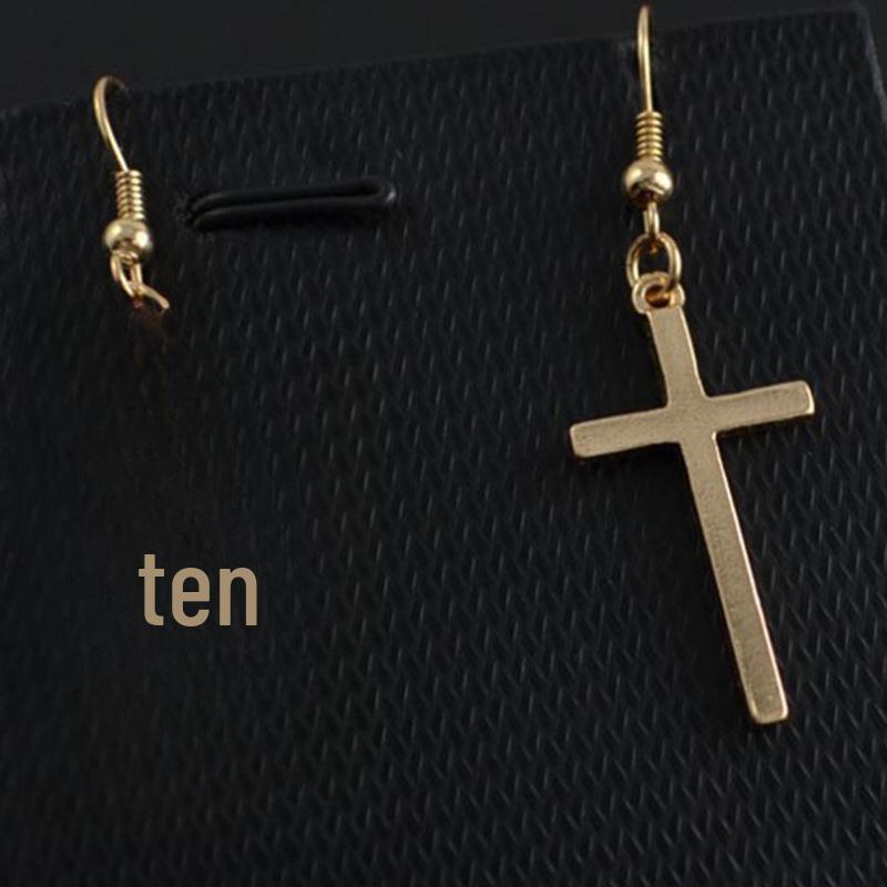 

Street-Style Simple Alloy Cross Pendant Earrings for Women