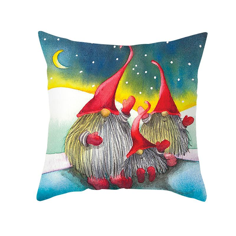 Christmas Cushion Cover Gnome Santa Sleigh Sofa Pillowcase  Decorations Navidad