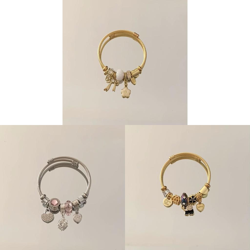 Stainless Steel Heart Shape Bracelet With Rhinestone Embellishments For Women And Men