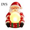 Resin Ornament for Desktop Light Up Santa Claus Figurine, Christmas Statue Holding Glowing Crystal Ball, Warm USB Powered Lamp Night Light,