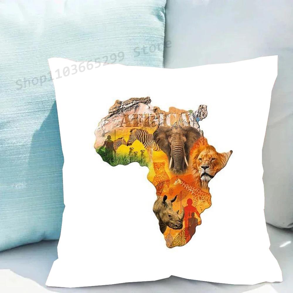 1Pc Map Of Africa Geometrics Pillow Case Square Bedroom Sofa Leisure Comfort Cushion Car Living Room Home Decoration
