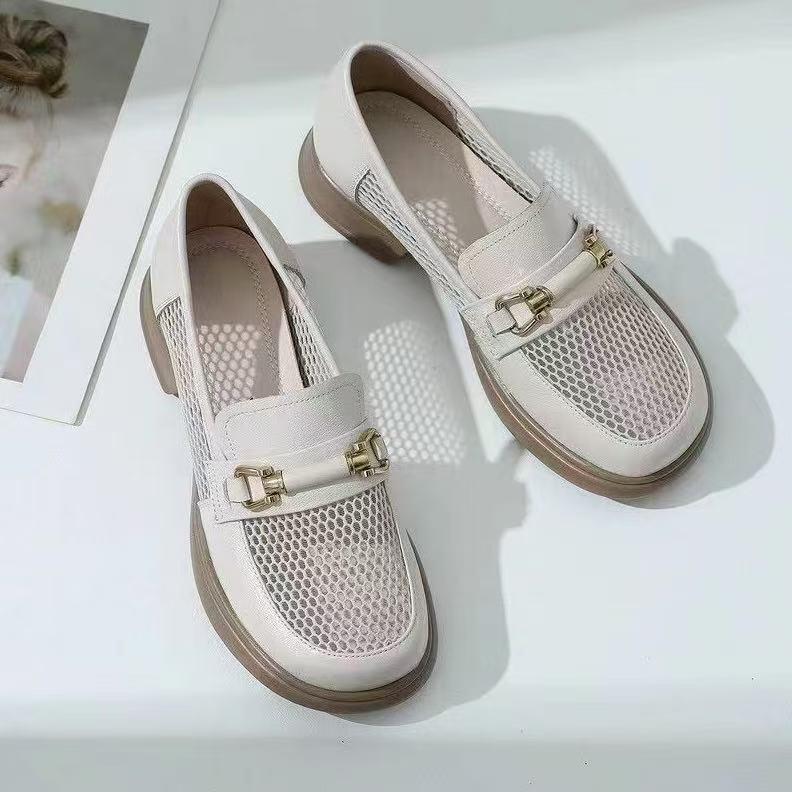 

Mesh women s shoes 2025 spring and summer new breathable hollow loafers casual one-pedal flat-bottomed mesh small leather shoes 40