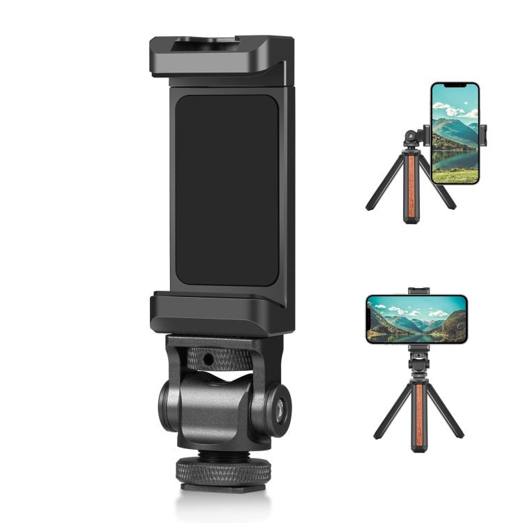 

PULUZ Tripod Head Cold Shoes Aluminum Alloy Phone Clamp Holder Bracket (Black) чёрный