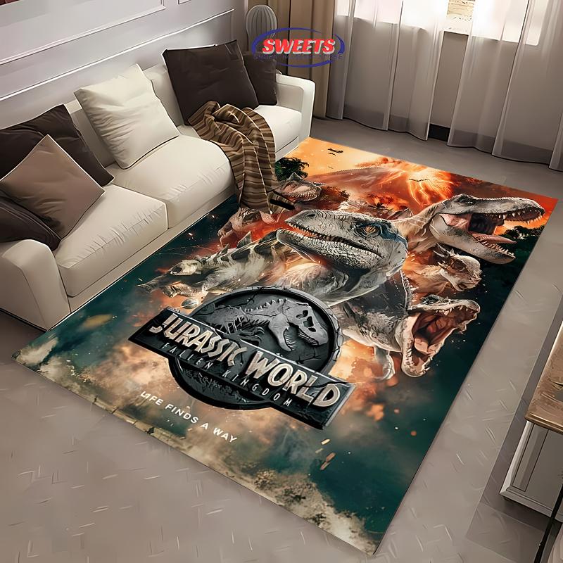 New Shelves ! Classic Jurassic Park Carpet, Living Room Bedroom Office Children's Room of Choice, Non-slip Machine Washable Mat
