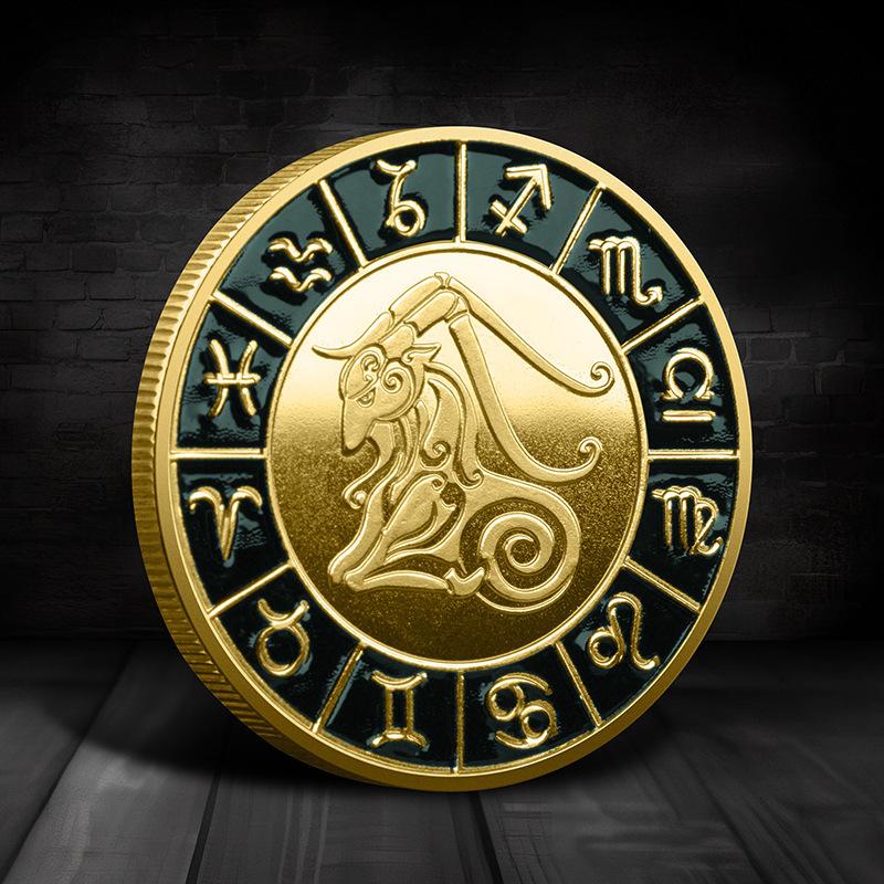 Single Zodiac Sign Commemorative Coin, Individual Constellation Collectible Medal, 40mm Diameter Astrology Souvenir Coin for Collection & Gift