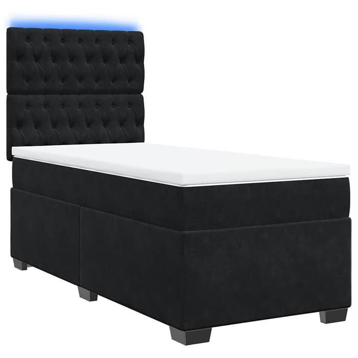 VidaXL Bed Slat Base with Mattress Black 90x190 Cm Velvet, Bed, Platform Bed, Panel Bed, Furniture of 3293094