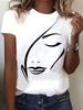 Graphic Print T-shirt. Casual Short Sleeve Crew Neck Top F