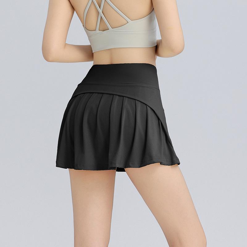 Quick-Dry Pleated Skort: Ideal for Badminton, Tennis, Golf, Running, and Yoga. Medium чёрный