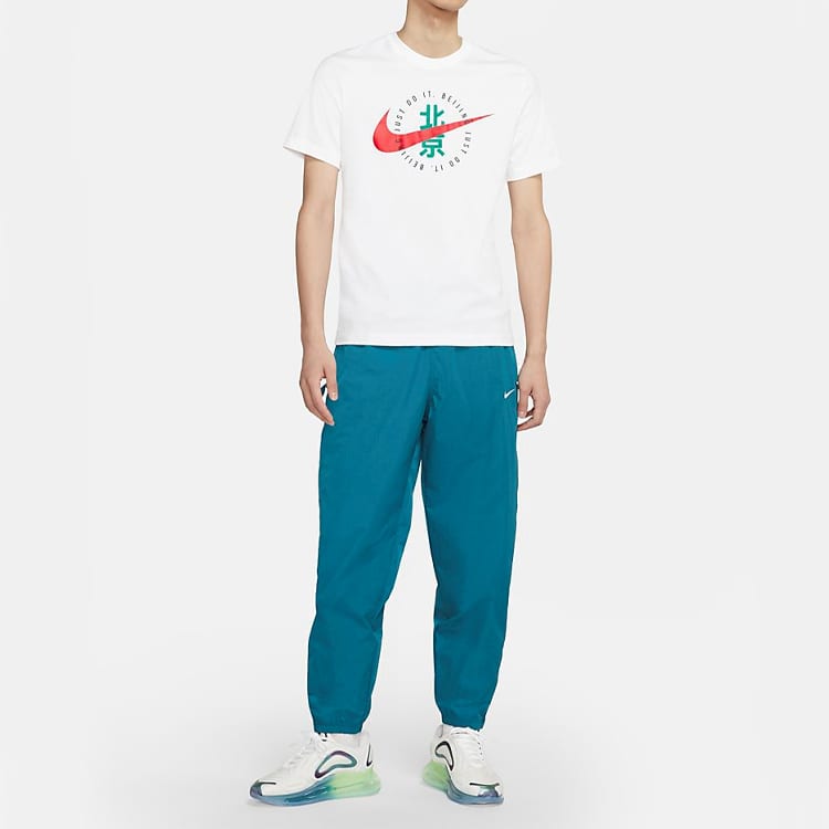 Nike T Shirts Men's White Crew Neck Moderate Straight Fit CZ3579-100