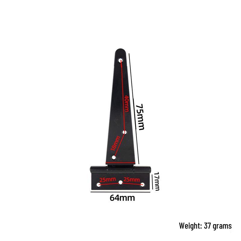 6-Inch T-Shaped Black Iron Door Hinge for Barn Doors - Triangle Slot Bearing Design