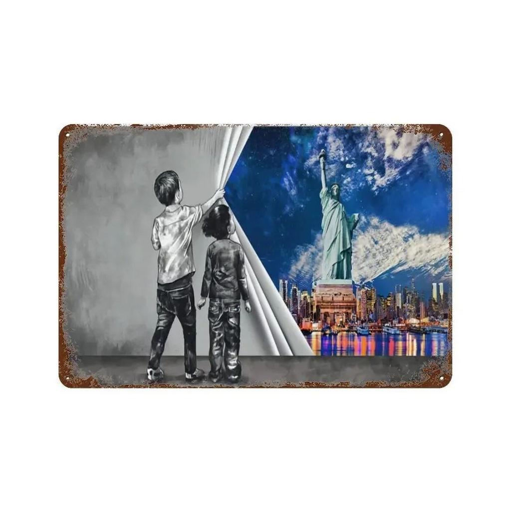 American US Dollars Metal Tin Signs Posters Plate Wall Decor for Restaurant Game Room Garage Bars Cafe Clubs Retro Poster Plaque