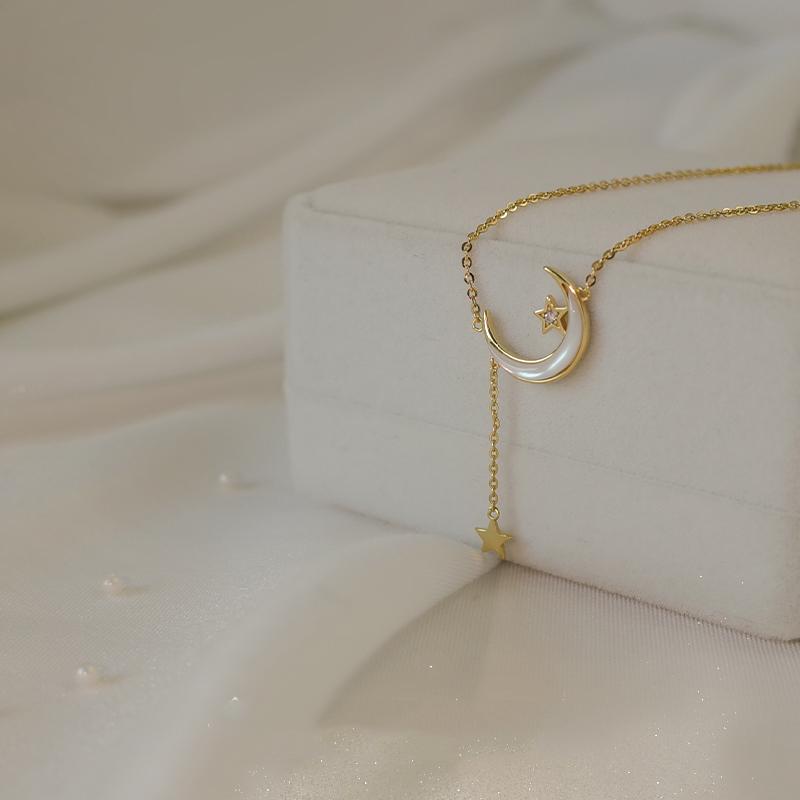 

ANENJERY Ожерелье Moon Star для женщин Элегантные длинные кисточки Ювелирные изделия Подарки S-N704 золотой